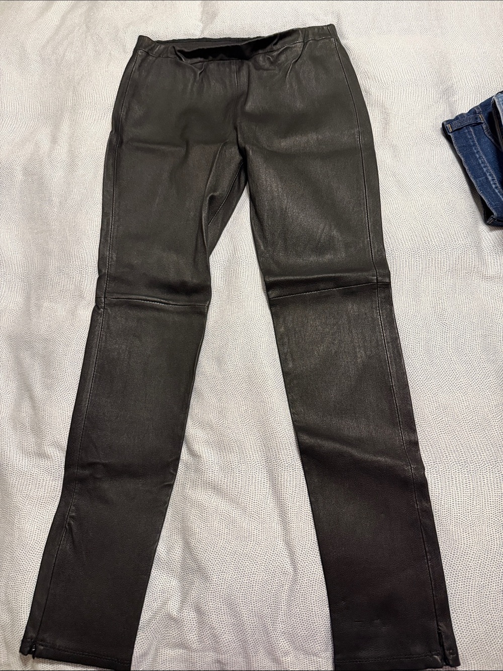 Aqua Black Faux Leather Skinny Jeans